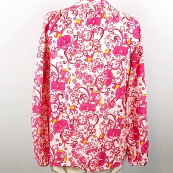Lilly Pulitzer Elsa Pink Floral Blouse Top Size Extra Small - Picture 5 of 8